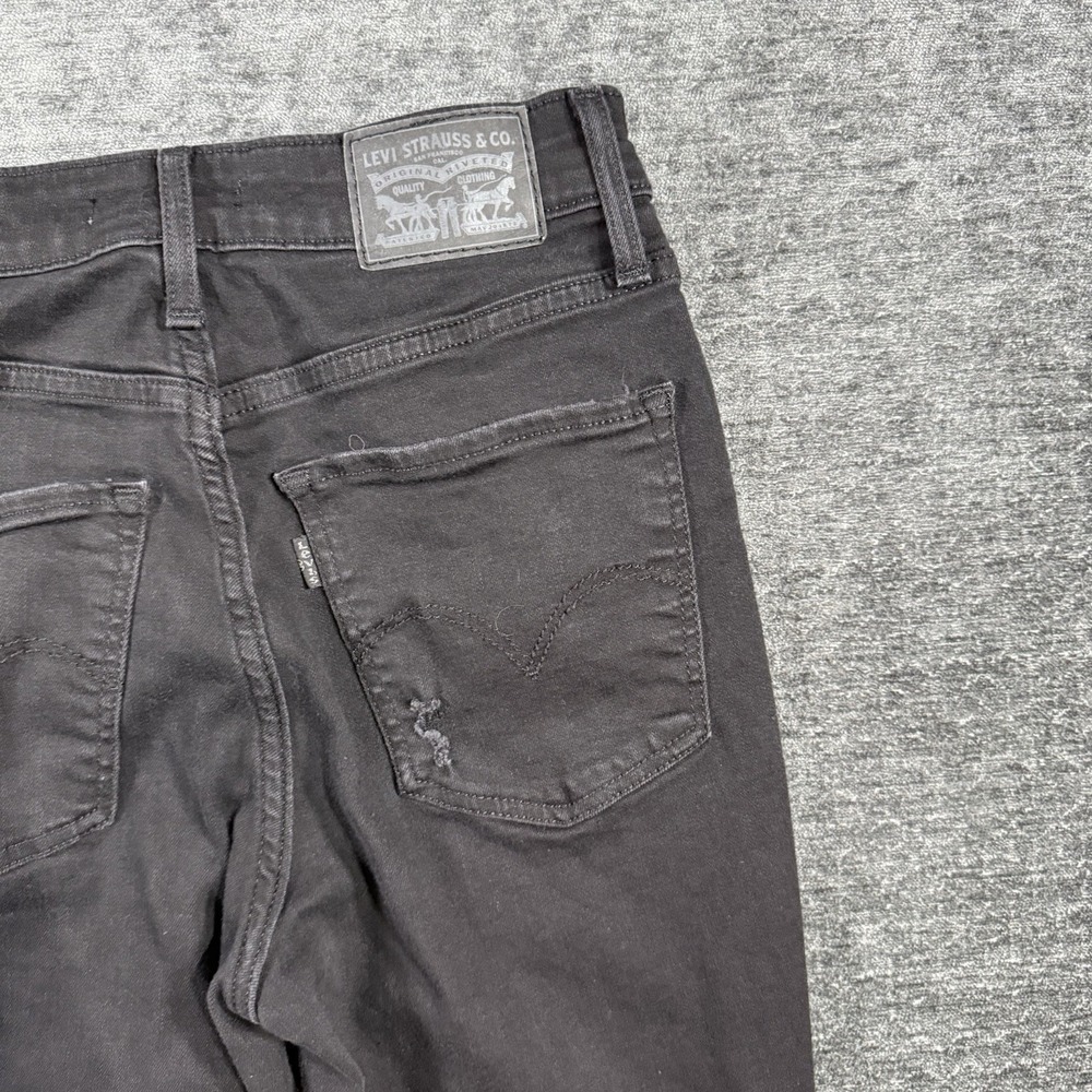Levi's 721 High Rise Skinny Jeans Women's Size 26 Black Distressed Stretch - Picture 14 of 16
